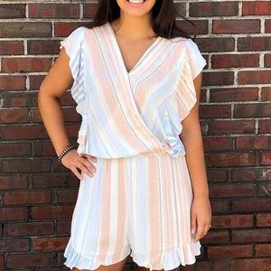Umgee Striped Ruffle Romper